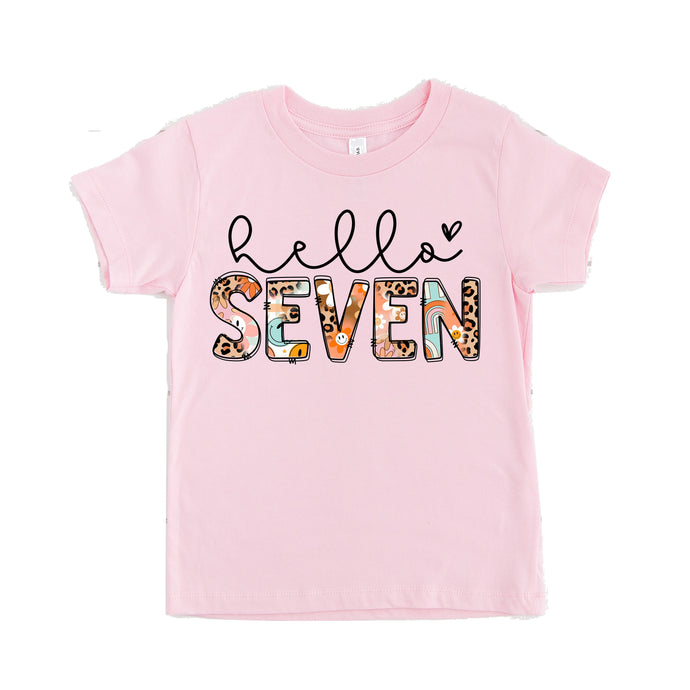 hello seven - 7th birthday shirt - seventh birthday shirt - birthday shirt - girls birthday tshirt - birthday girl shirt - 7 years old shirt