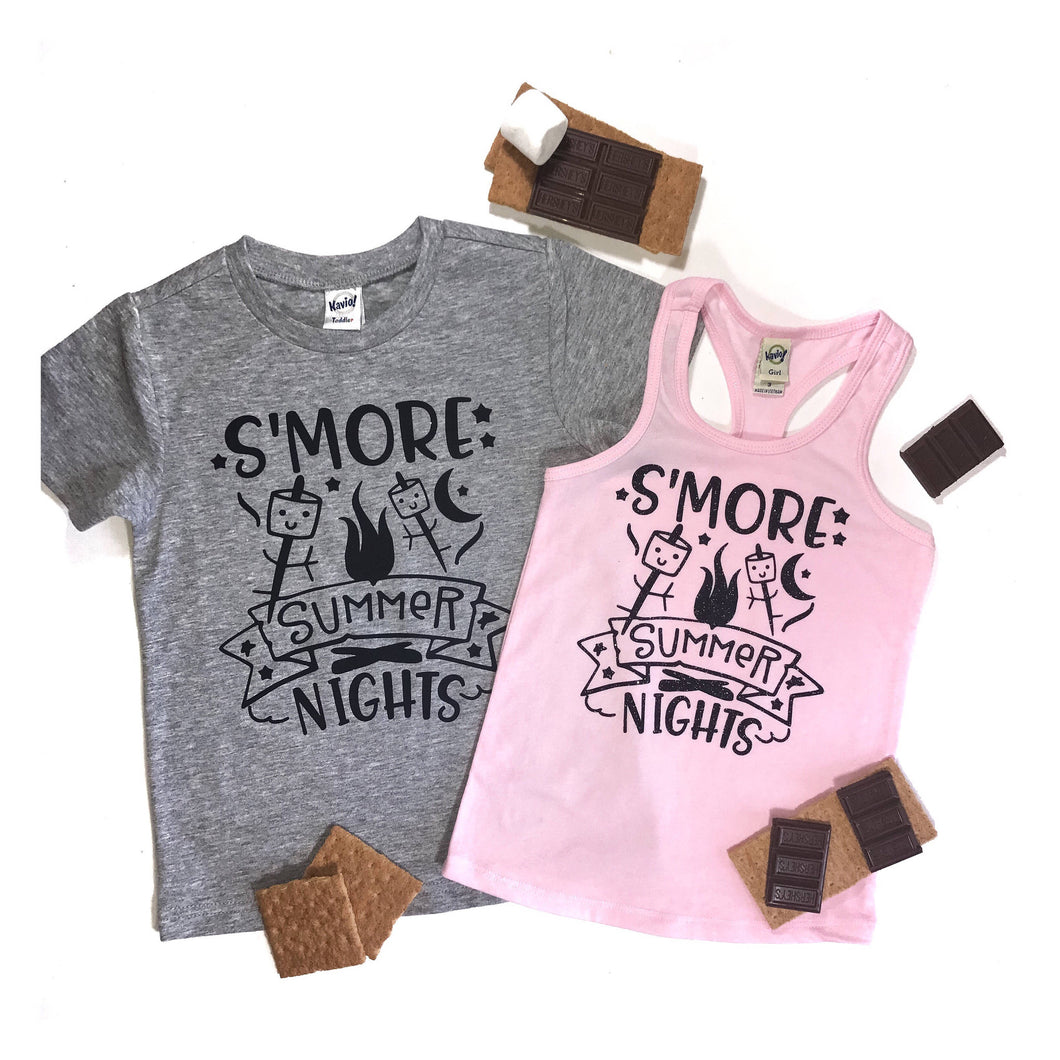 s'mores shirt-s'more-smore-summer-S'More Summer Nights-LuLusLovelyTs-camping-campfire-shirt-tshirt