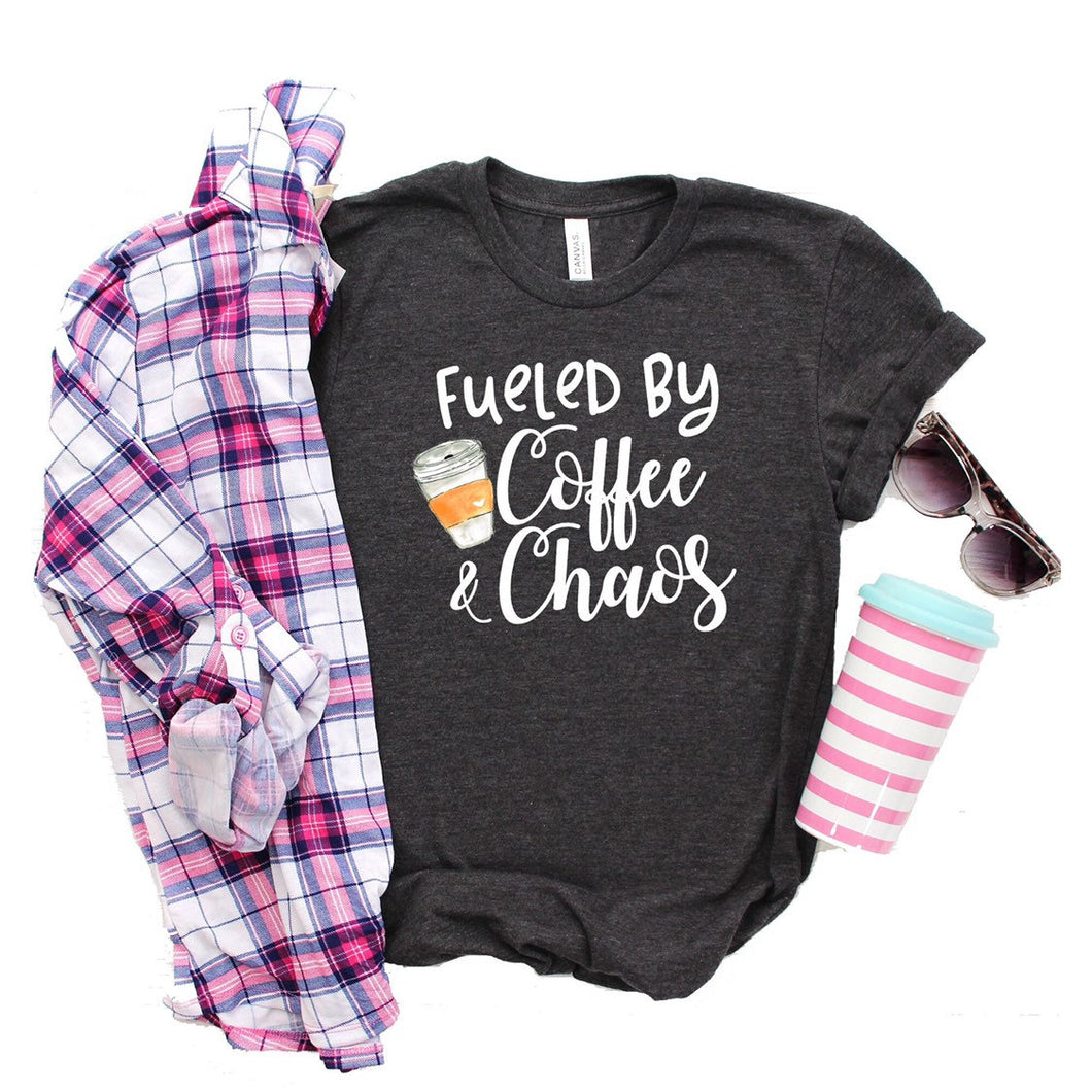 Fueled by coffee and chaos - coffee shirt -  chaos shirt - mama shirt - mom tshirt - gift for mom - chaos tshirt - mom shirt