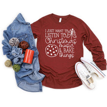 listen to christmas music and bake things - christmas music shirt - christmas shirt - women's christmas shirt - ladies christmas shirt