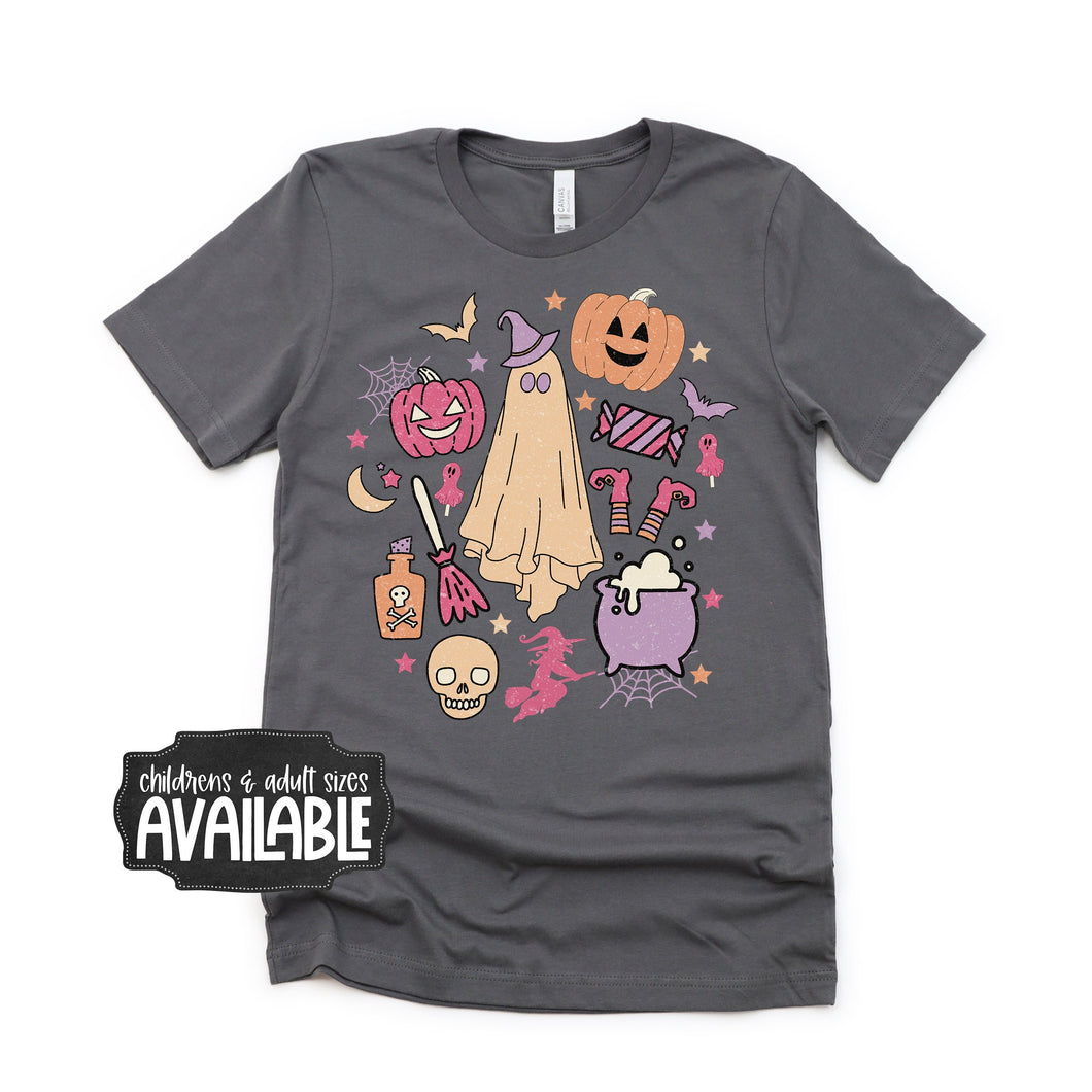 Halloween doodles shirt - halloween shirt - shirt for halloween - kids halloween shirt - witch shirt - ghost shirt - cute halloween shirt
