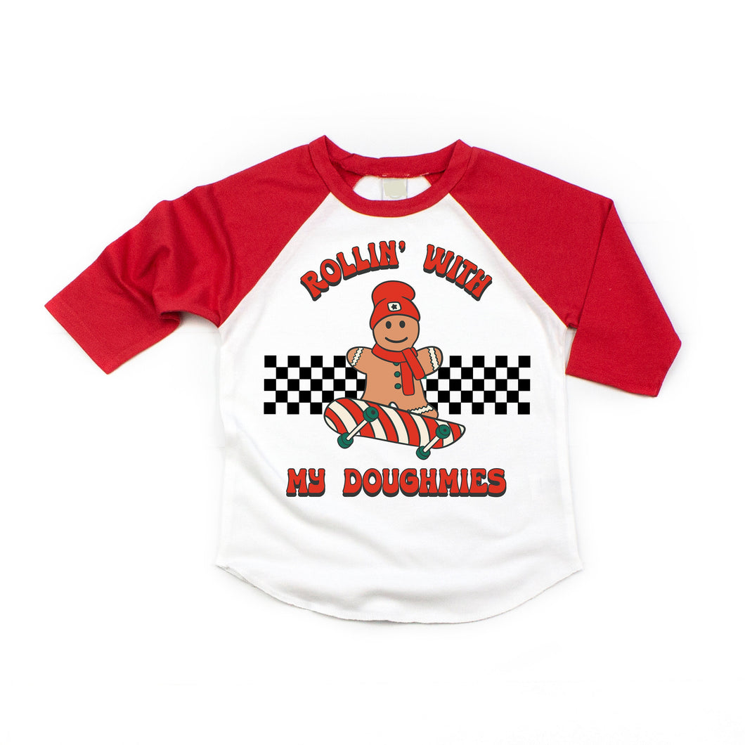 rollin with my doughmies - boys christmas shirt - gingerbread shirt - retro christmas shirt - checkered christmas shirt - skateboard - xmas